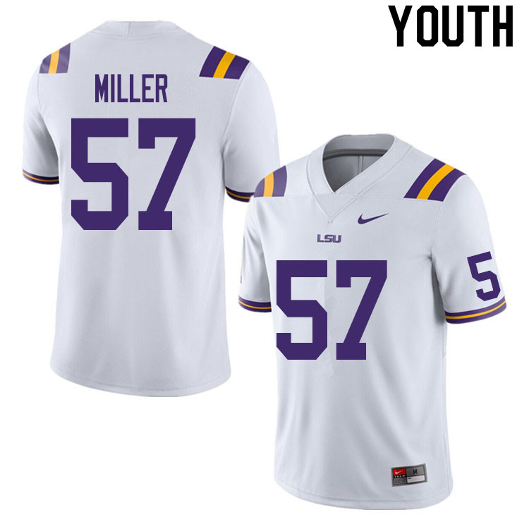 Youth #57 Jace Miller LSU Tigers College Football Jerseys Sale-White